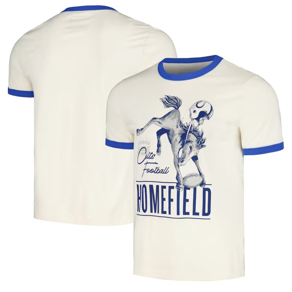 Unisex Indianapolis Colts Homefield Cream Ringer‎ T-Shirt Size XXL NFL Football